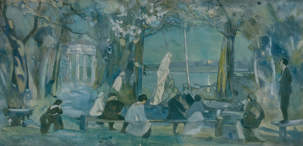 Scenedesign til skuespillet Mågen af A. Chekhov, 1898 af Viktor Andreyevich Simov