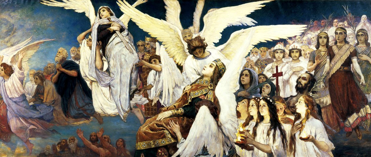 Før paradiset, højre del, 1885-1896. af Viktor Mikhaylovich Vasnetsov