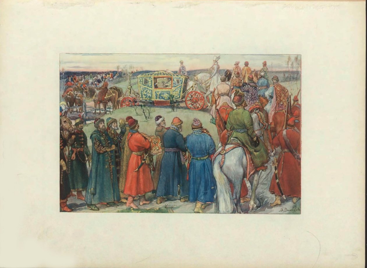Zarerne Alexei Mikhailovich rider til jagten, 1896 af Viktor Mikhaylovich Vasnetsov
