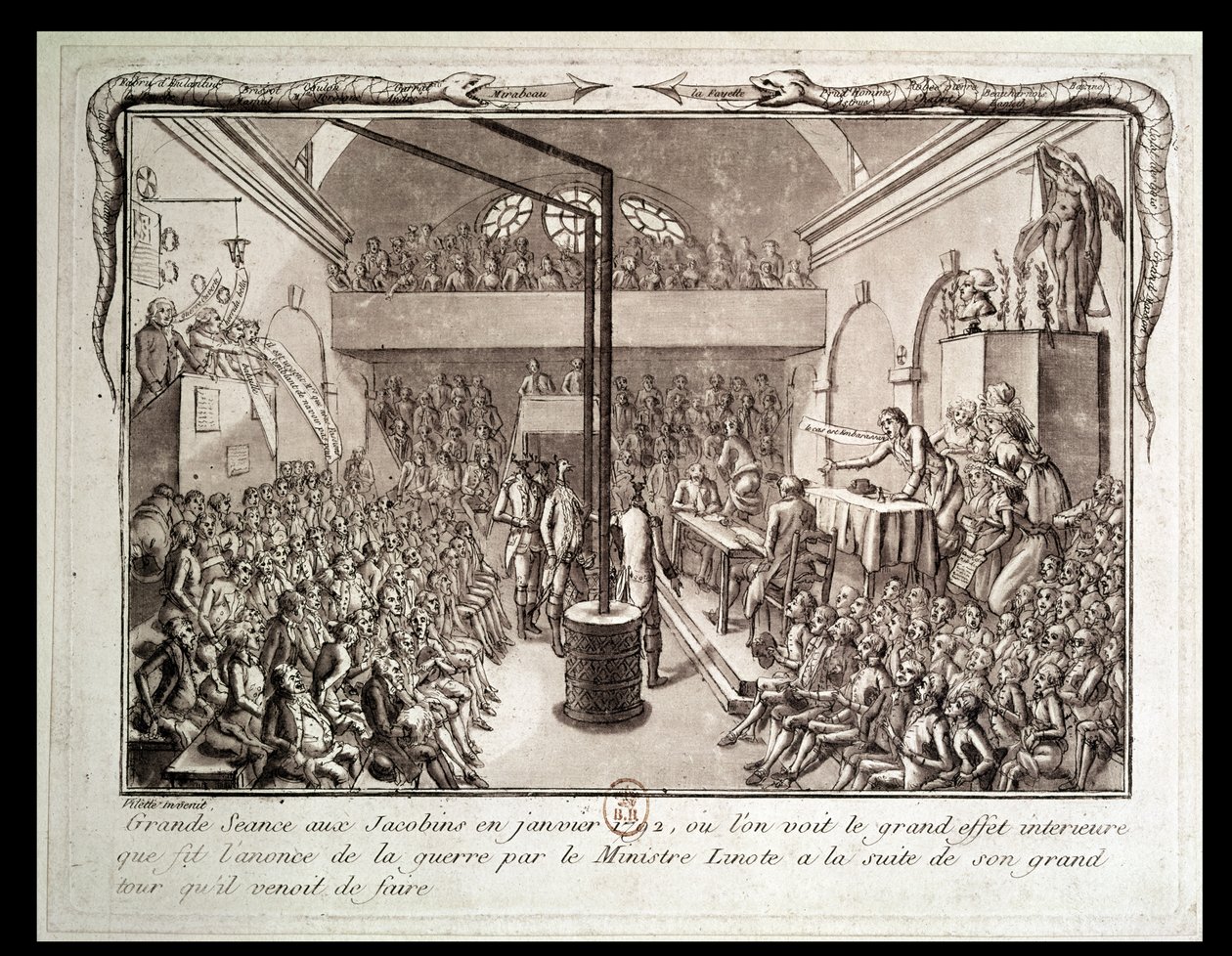 Møde i Jacobin Club, januar 1792 af Vilette