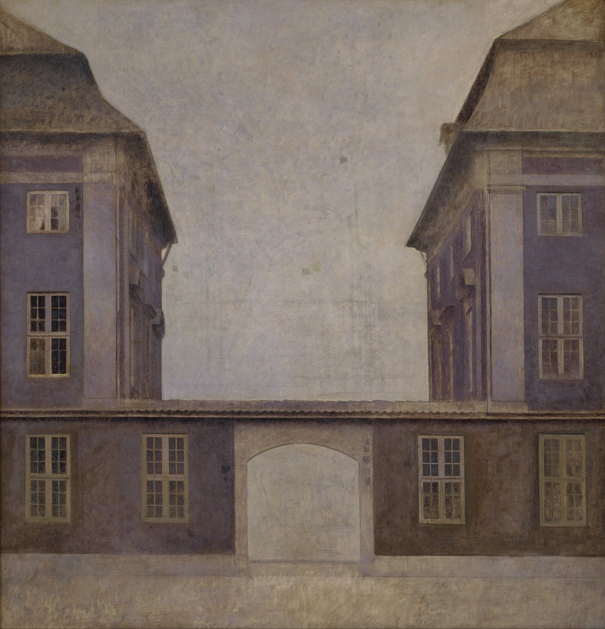 Bygningerne i det asiatiske selskab, set fra St. Annæ Street af Vilhelm Hammershøi