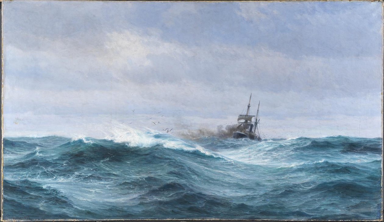 Et skib i storm på Atlanterhavet af Vilhelm Arnesen