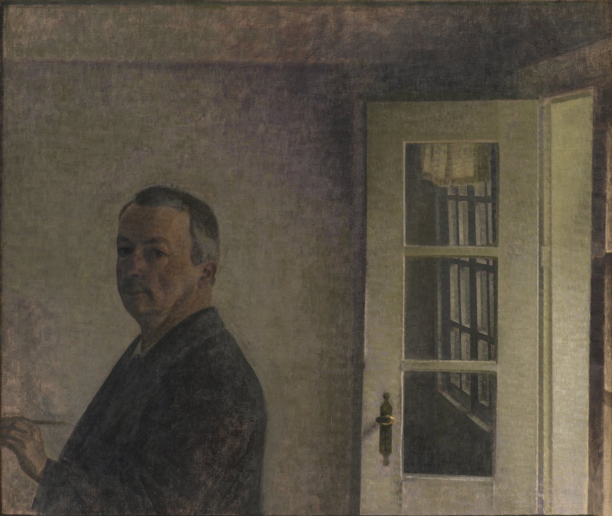 Self-Portrait. The Cottage Spurveskjul at Sorgenfri, North of Copenhagen af Vilhelm Hammershøi