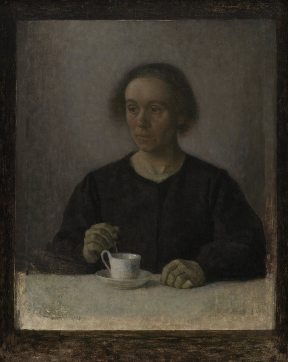 Ida Hammershøi, Kunstnerens Hustru, med en tekop af Vilhelm Hammershøi