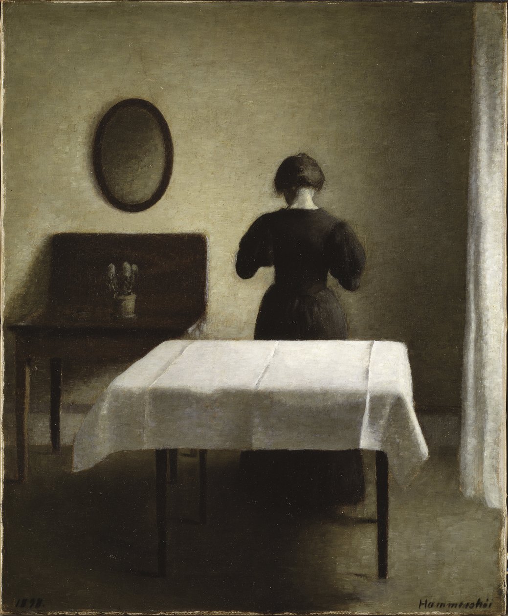 Interieur - Interiør, af Hammershoi, Vilhelm (1864-1916). Olie på lærred af Vilhelm Hammershoi