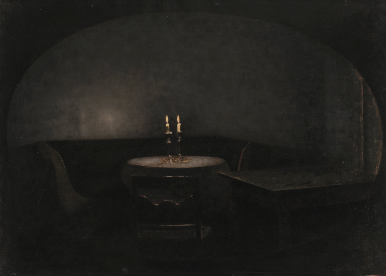 Interiør, Kunstigt lys af Vilhelm Hammershoi