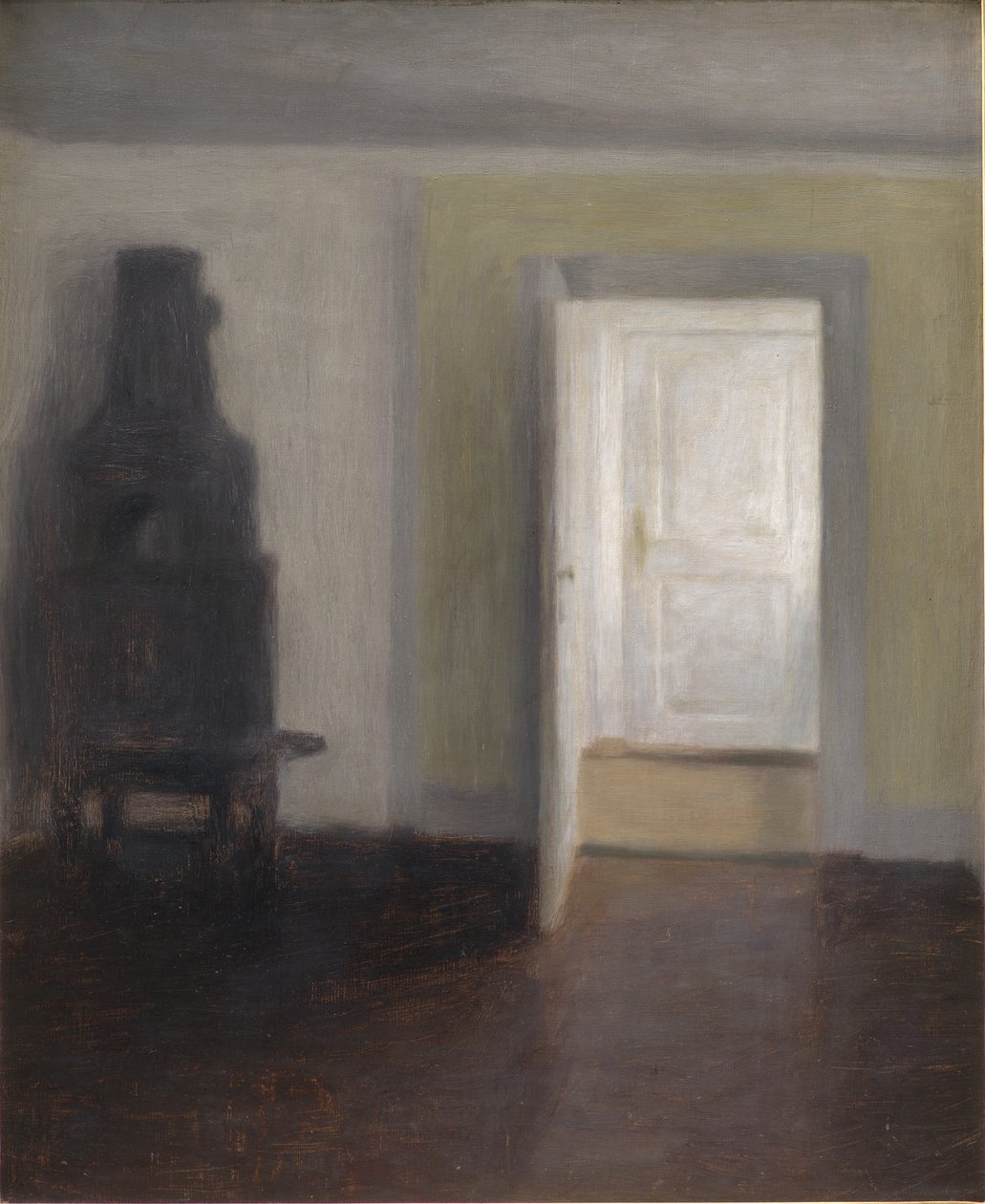 Interiør med et gammelt komfur af Vilhelm Hammershoi