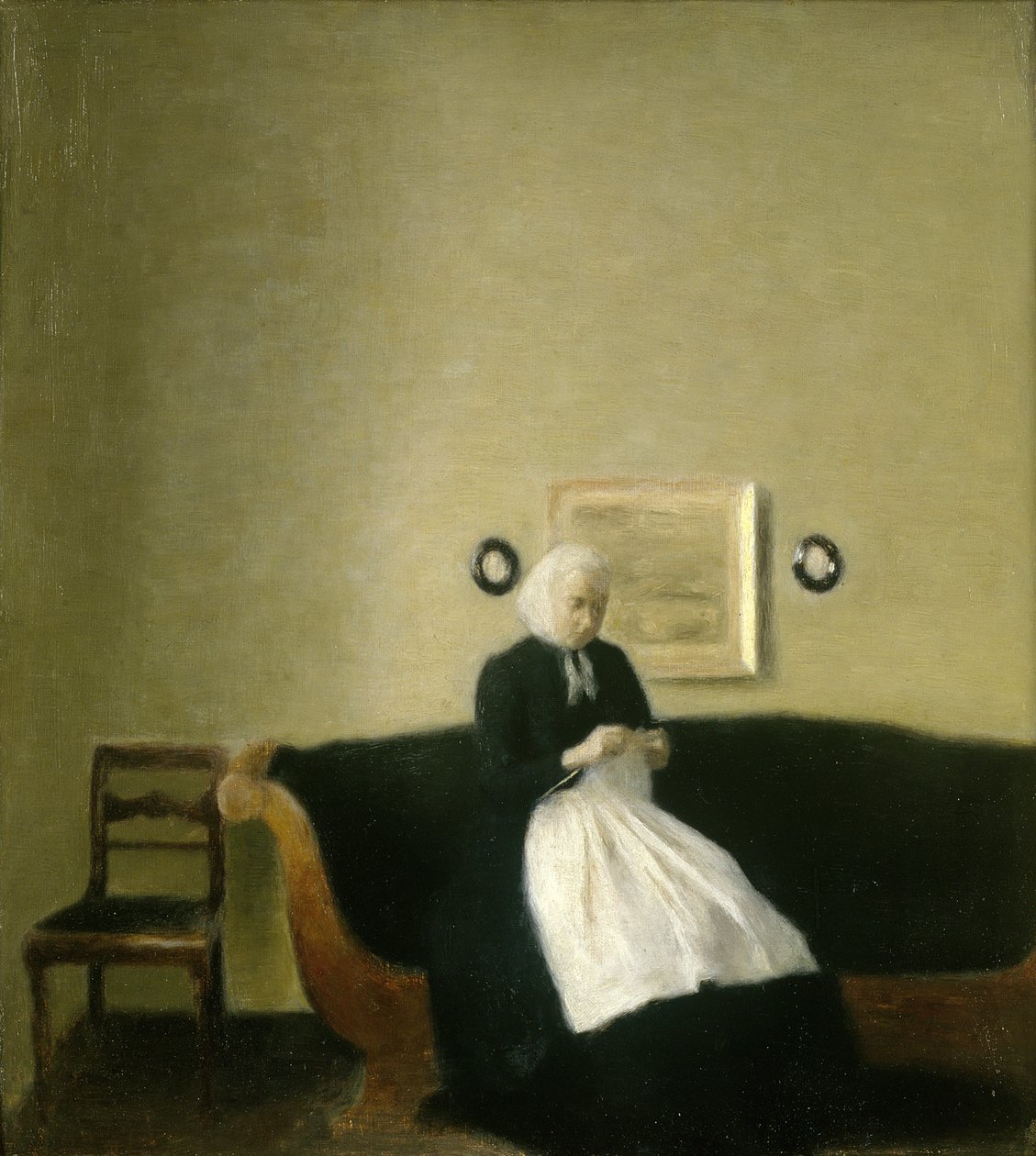 Interiør med Kunstnerens Moder af Vilhelm Hammershoi