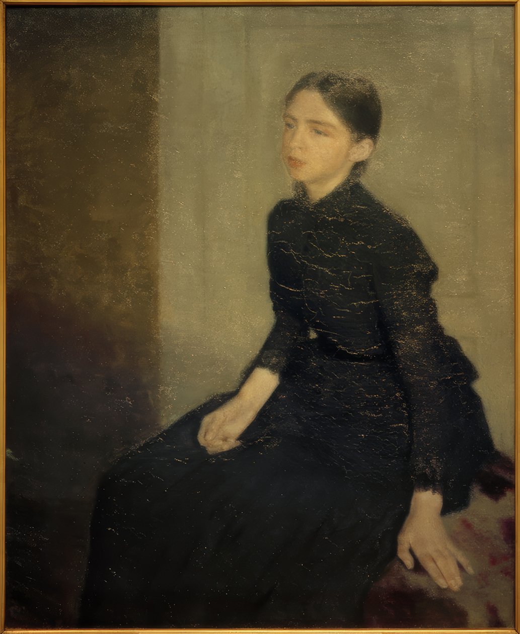 Portræt af en ung pige. Kunstnerens søster, Anna Hammershöi af Vilhelm Hammershoi