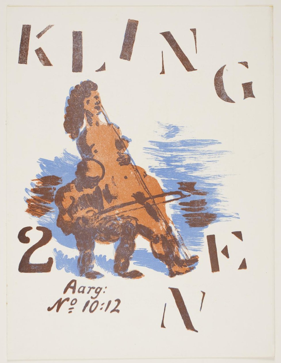 Mand, der spiller på en kvindekrop. Forside til Klingen II, nr. 10-12 af Vilhelm Lundstrøm