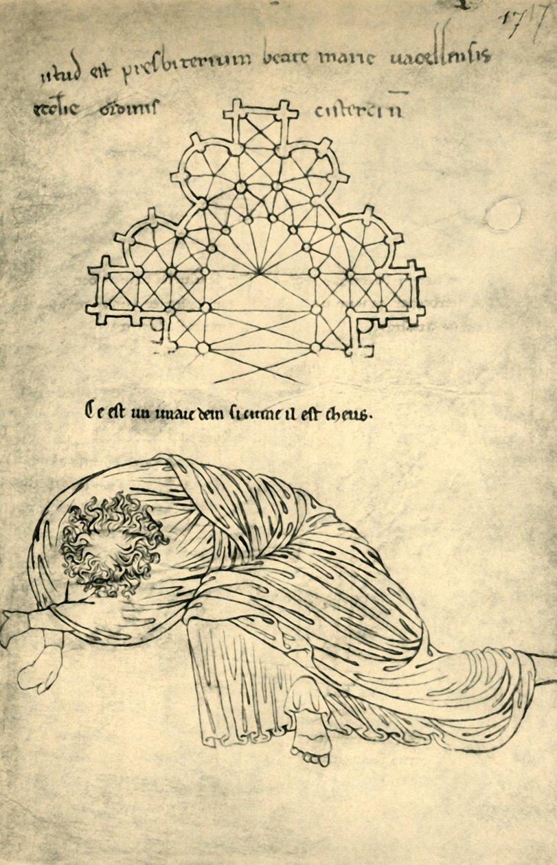 Kirkeplan og sovende apostel, 1220-1240, 1943. af Villard de Honnecourt