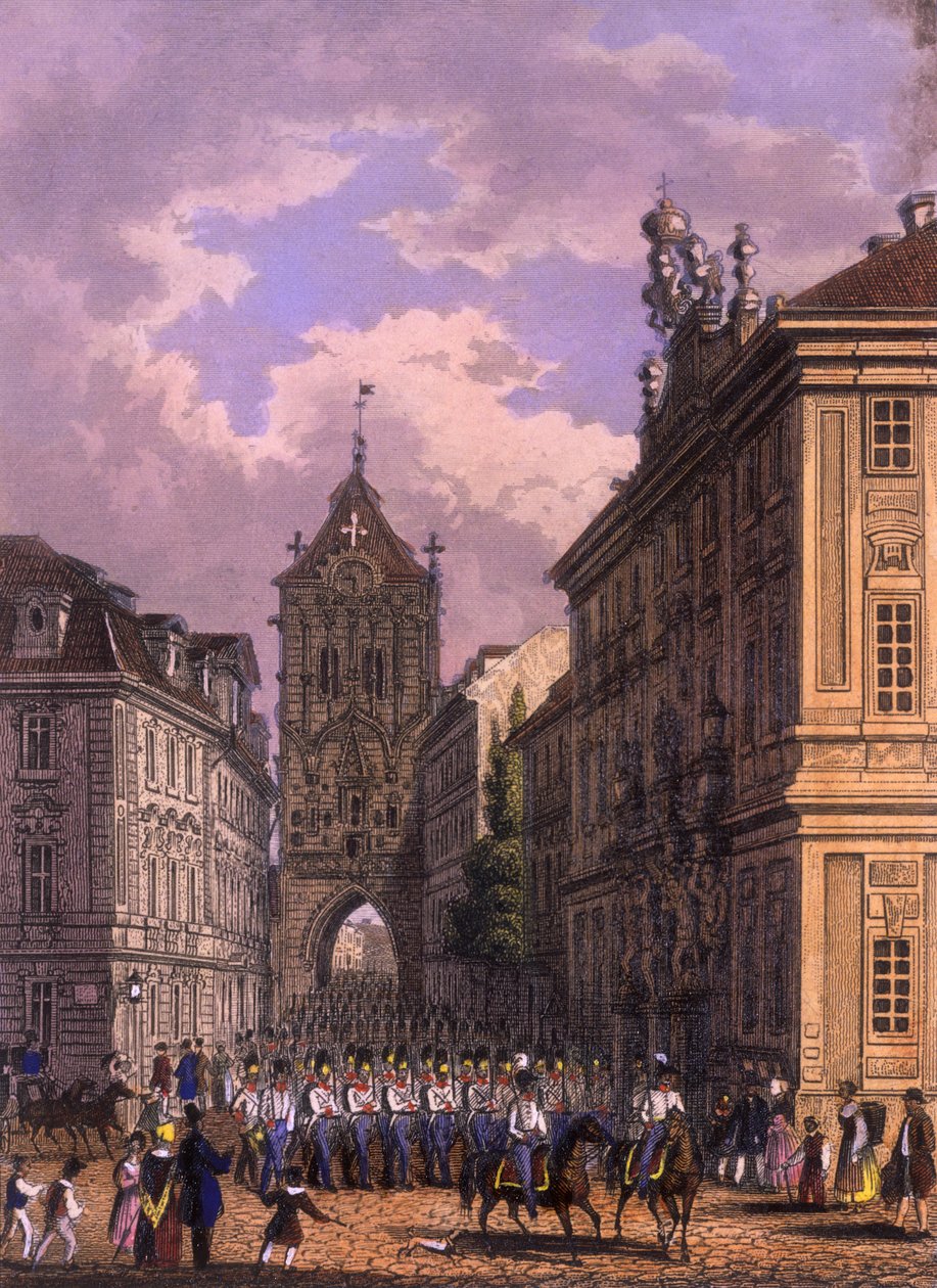Celetná Street, 1847 (farvet stålstik) af Vincenc and Geissler, F. Morstadt