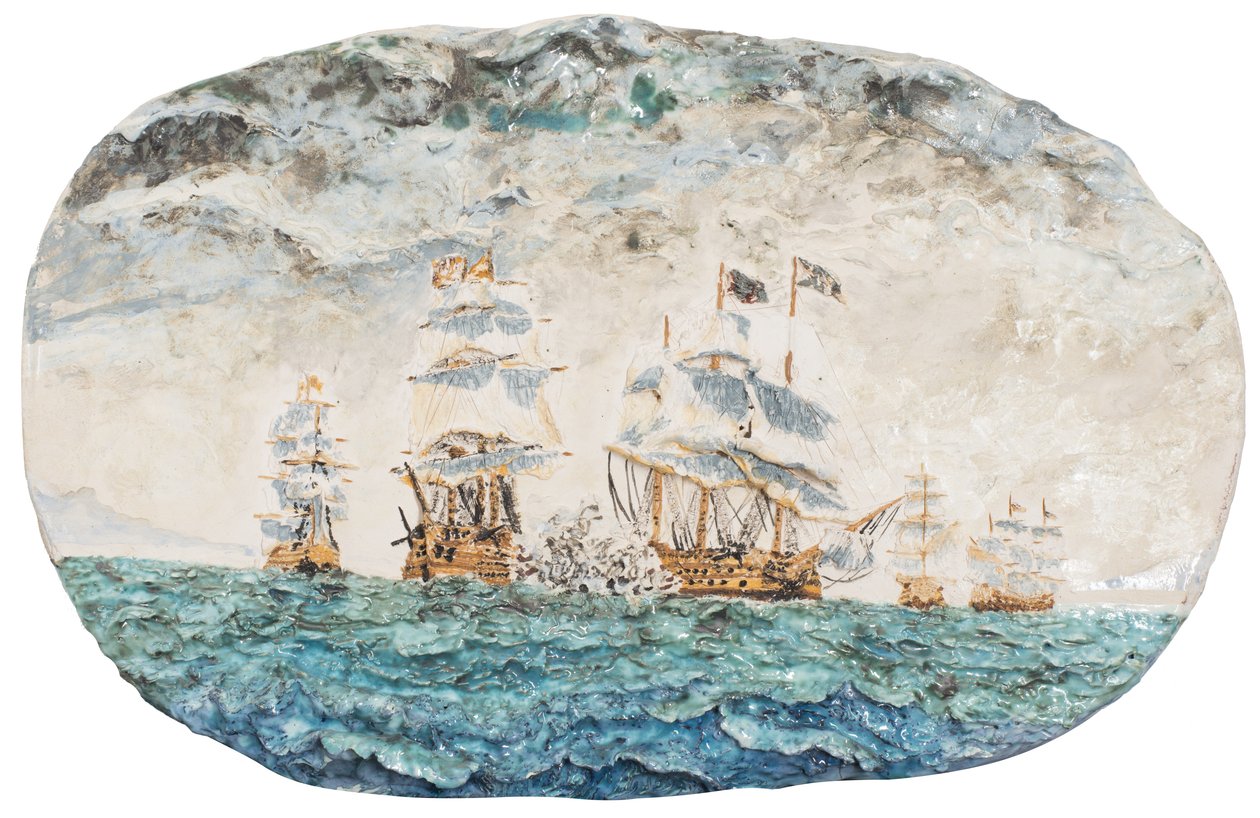 Slaget ved Trafalgar 1805, 1998, (glaseret porcelænkeramik) af Vincent Alexander Booth