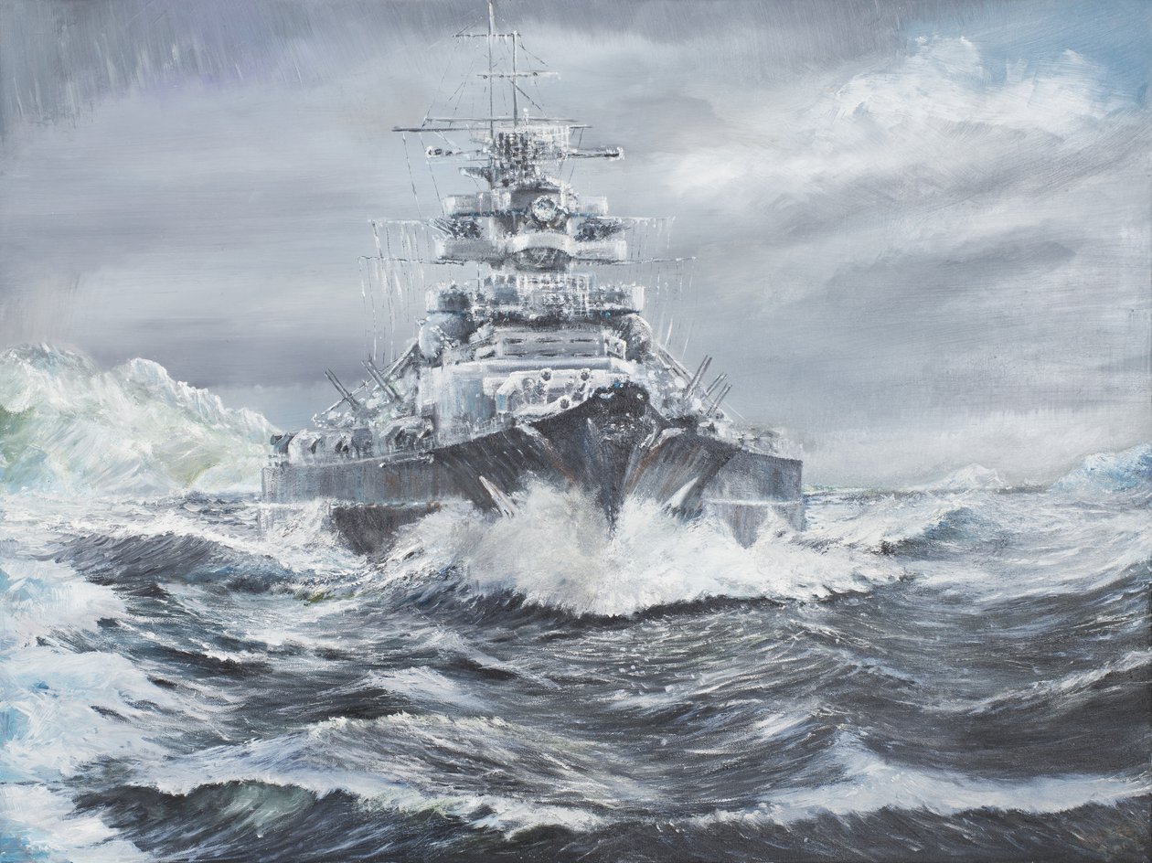 Bismarck ud for Grønlands kyst kl. 19.00 23. maj 1941, 2007, (Olie på lærred) af Vincent Alexander Booth