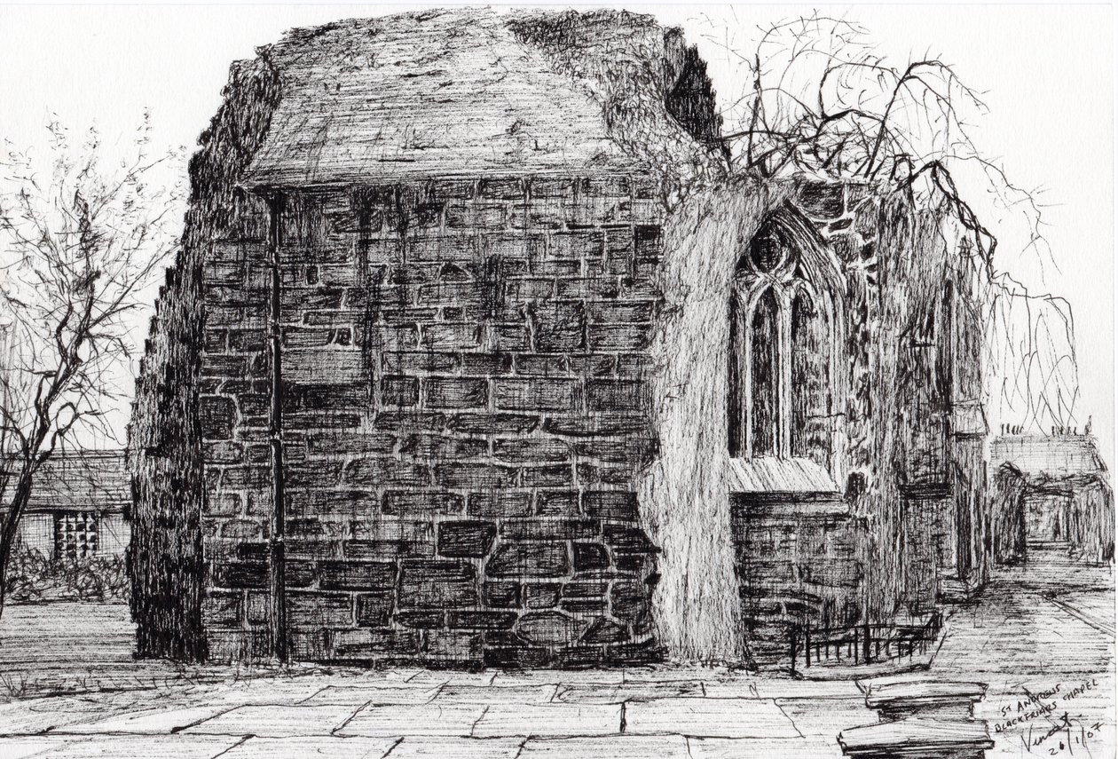 Blackfriers Chapel St Andrews, 2007, (blæk på papir) af Vincent Alexander Booth
