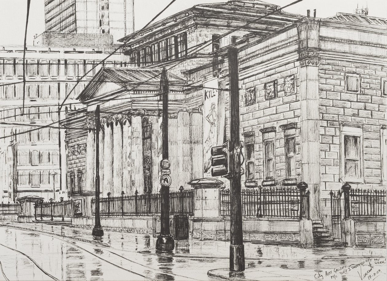 City Art Gallery, Manchester, 2007, (blæk på papir) af Vincent Alexander Booth