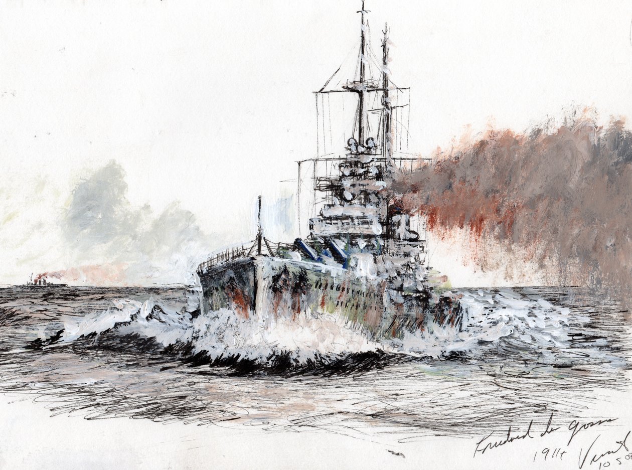 Friedrich der Grosse 1914, 2008, (blæk akryl på papir) af Vincent Alexander Booth