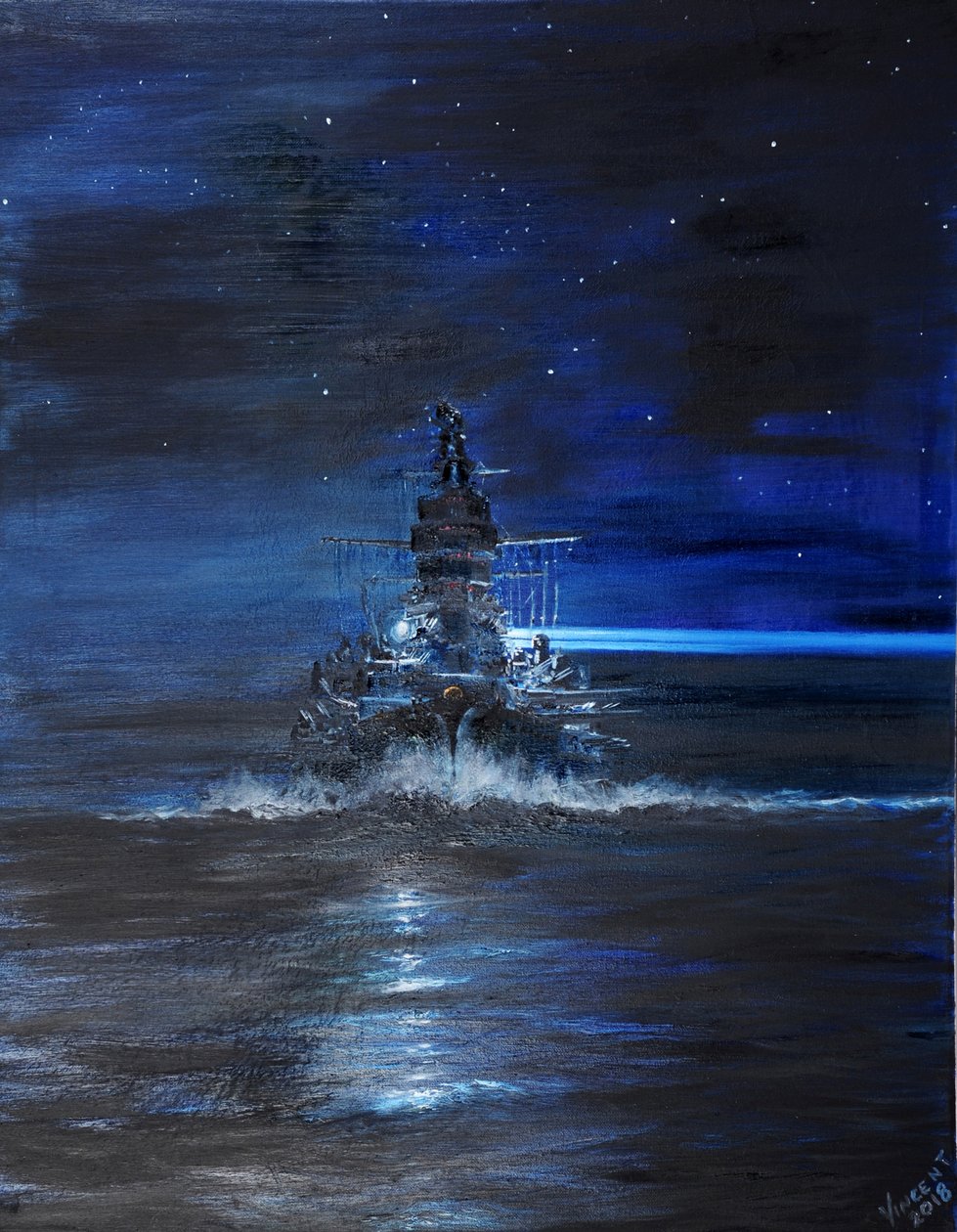 IJN Kirishima ved Guadalcanal, 1942, 2018, af Vincent Alexander Booth