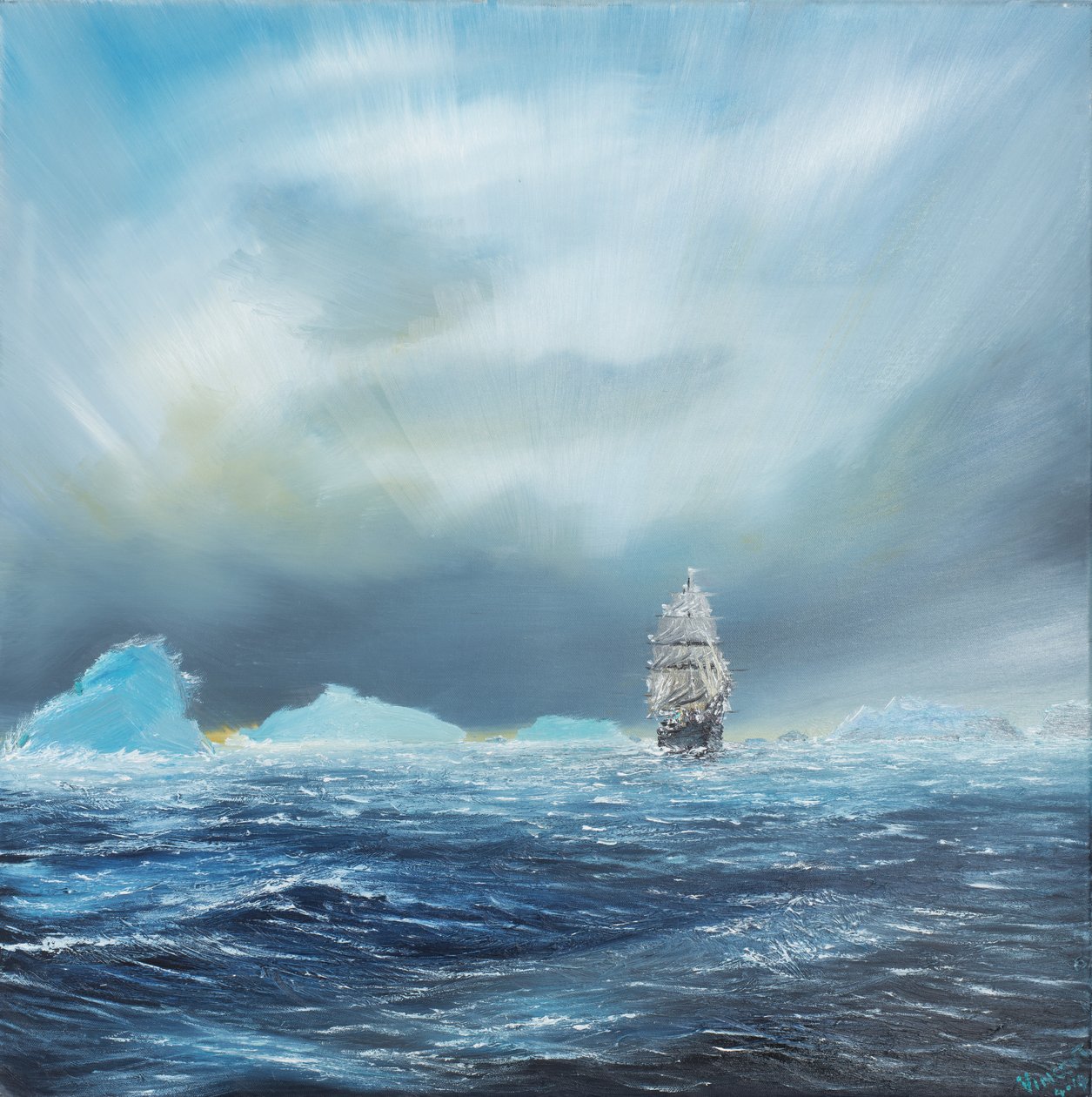Ice Dominion, Terra Nova passerer Ice Burgs, 2014, (Olie on Canvas) af Vincent Alexander Booth