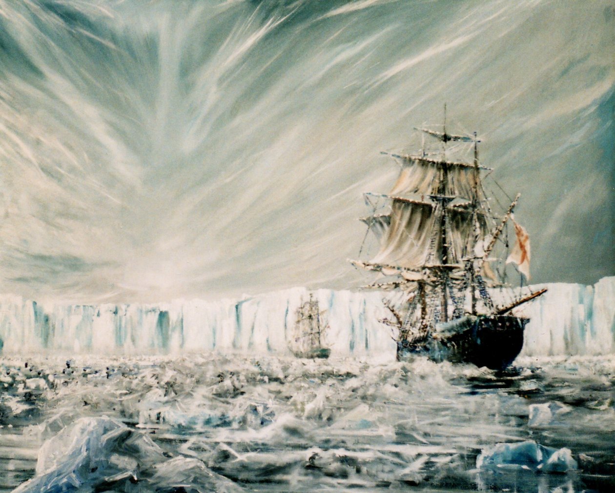 James Clark Ross opdager den antarktiske ishylde Jan 1841, (1) 2006, af Vincent Alexander Booth