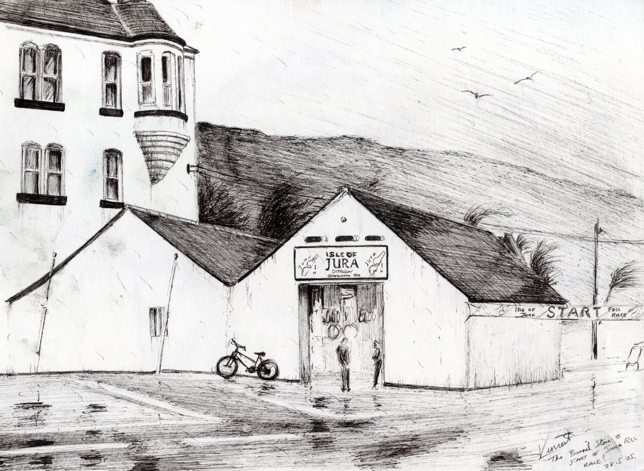 Jura Race start, 2005, (blæk på papir) af Vincent Alexander Booth