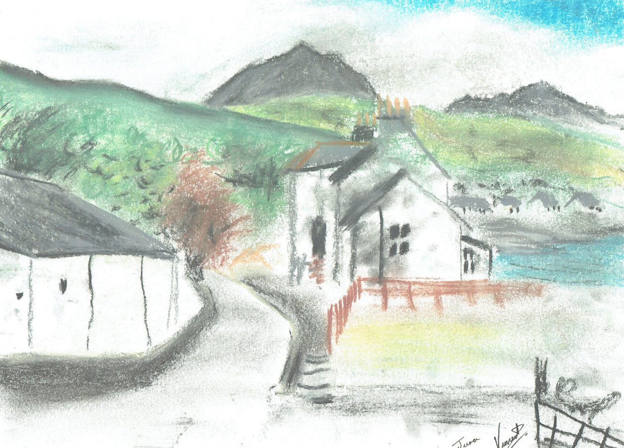 Hovedgaden Jura, 2005, (pastellfarver på papir) af Vincent Alexander Booth