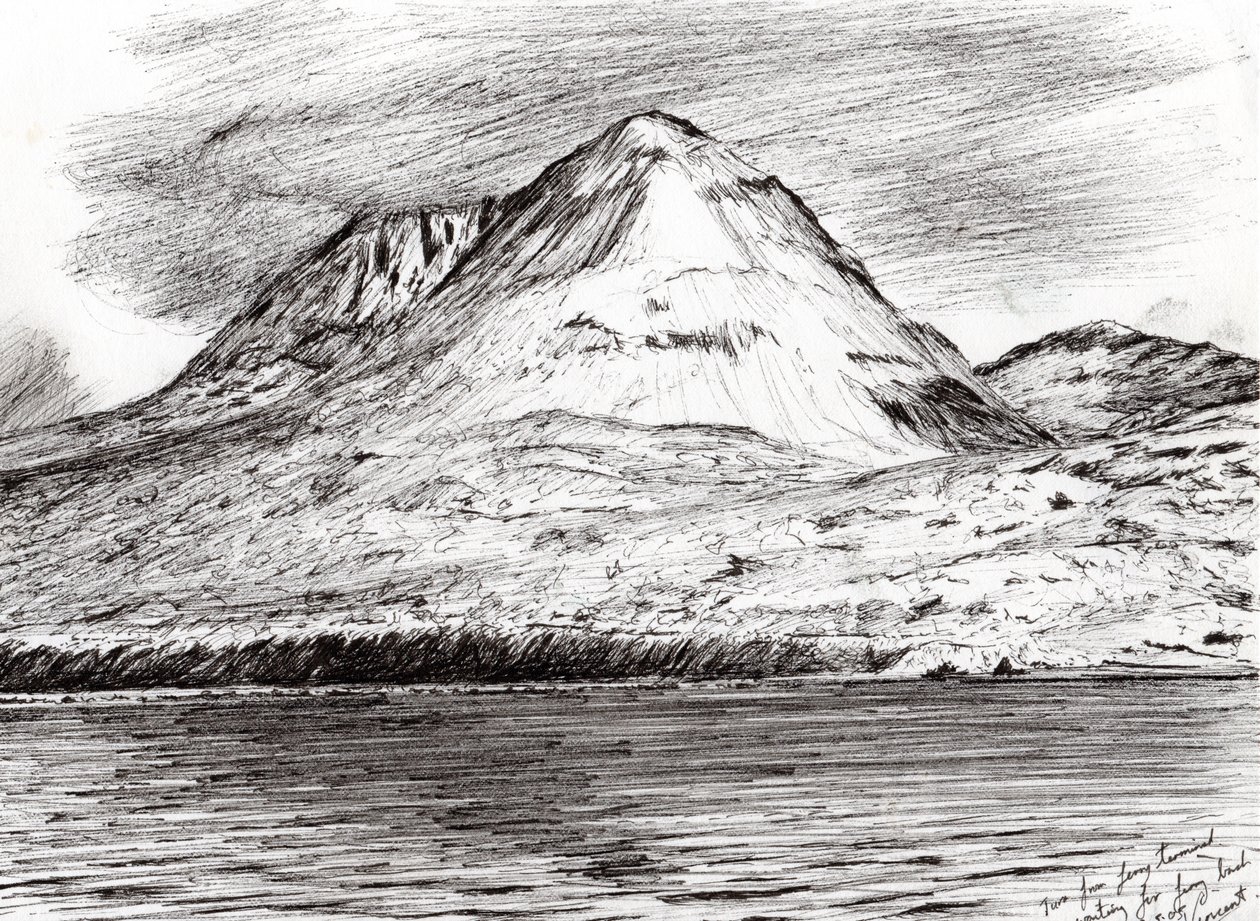 Paps of Jura, 2005, (blæk på papir) af Vincent Alexander Booth