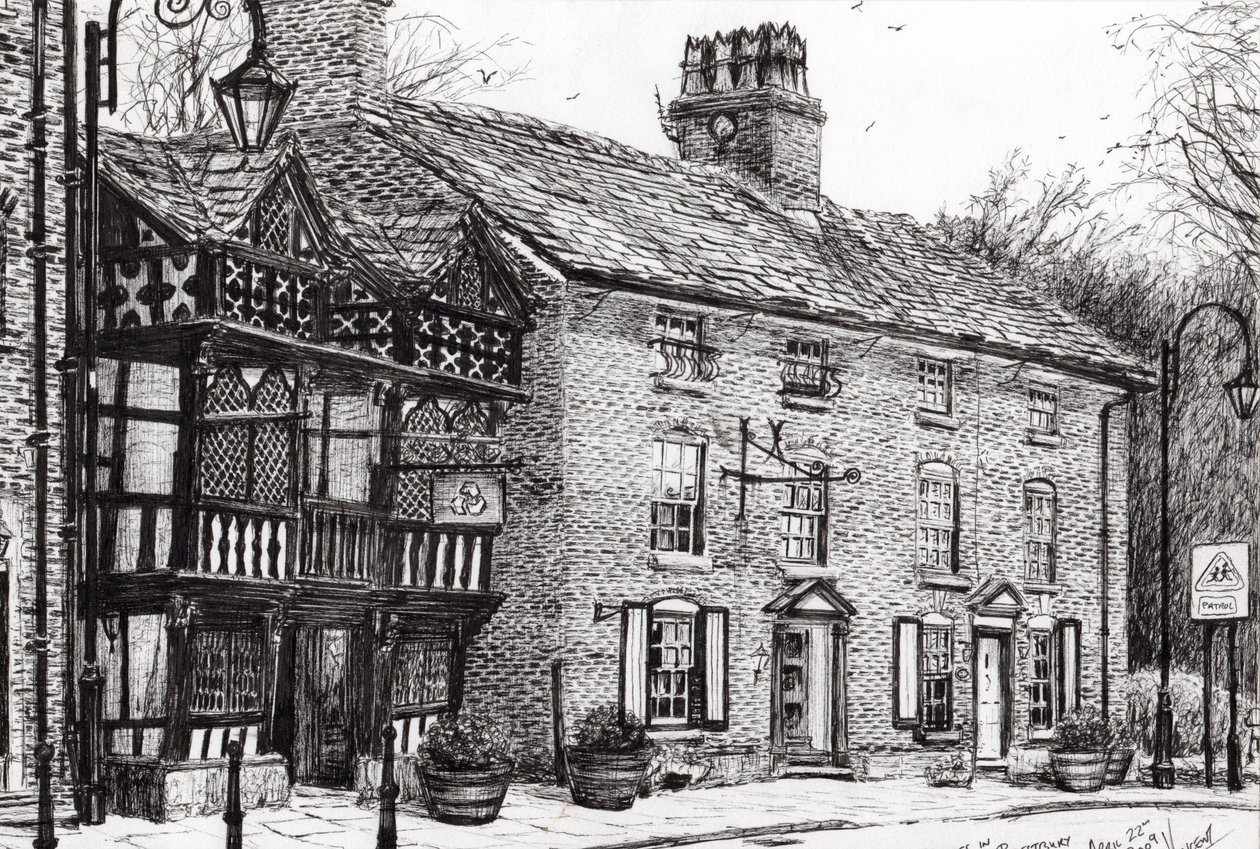 Prestbury, 2009, (blæk på papir) af Vincent Alexander Booth