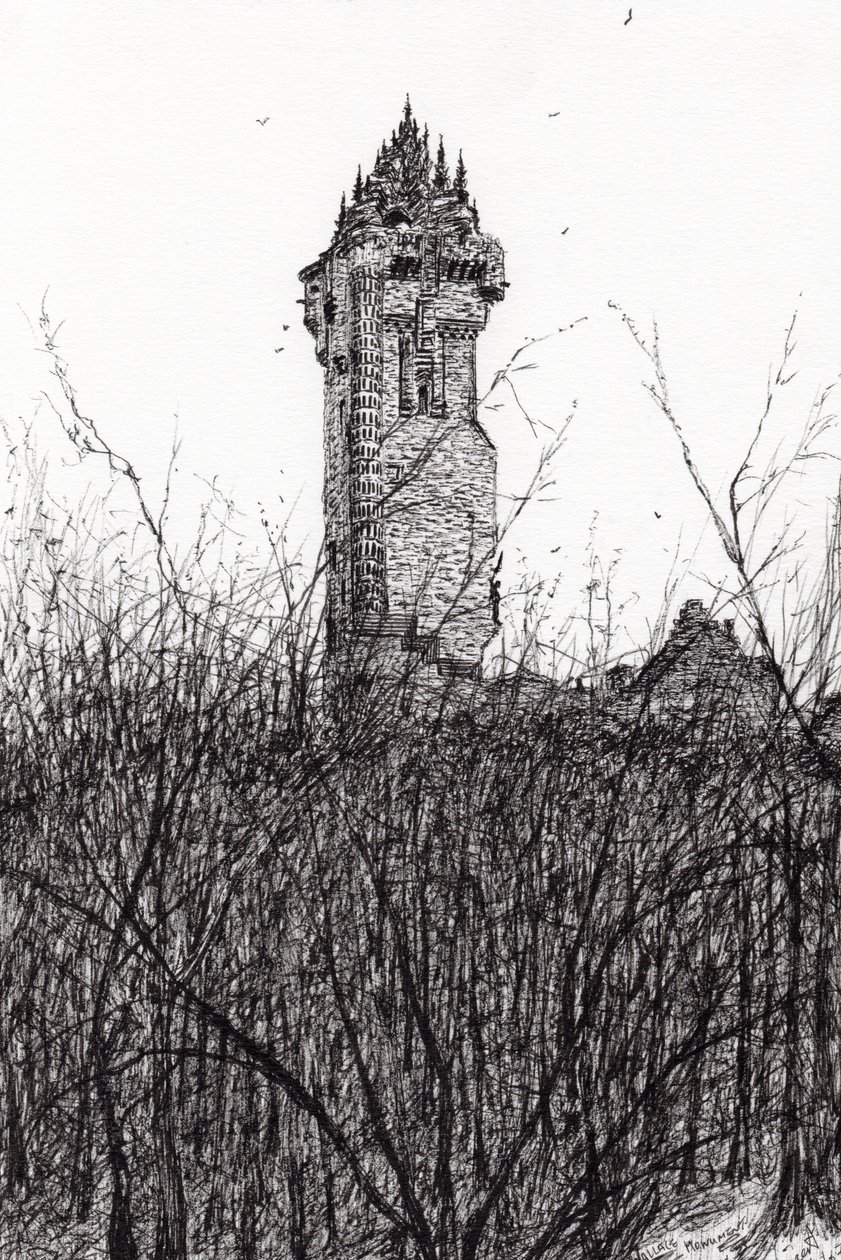 Wallace monument, 2007, (blæk på papir) af Vincent Alexander Booth