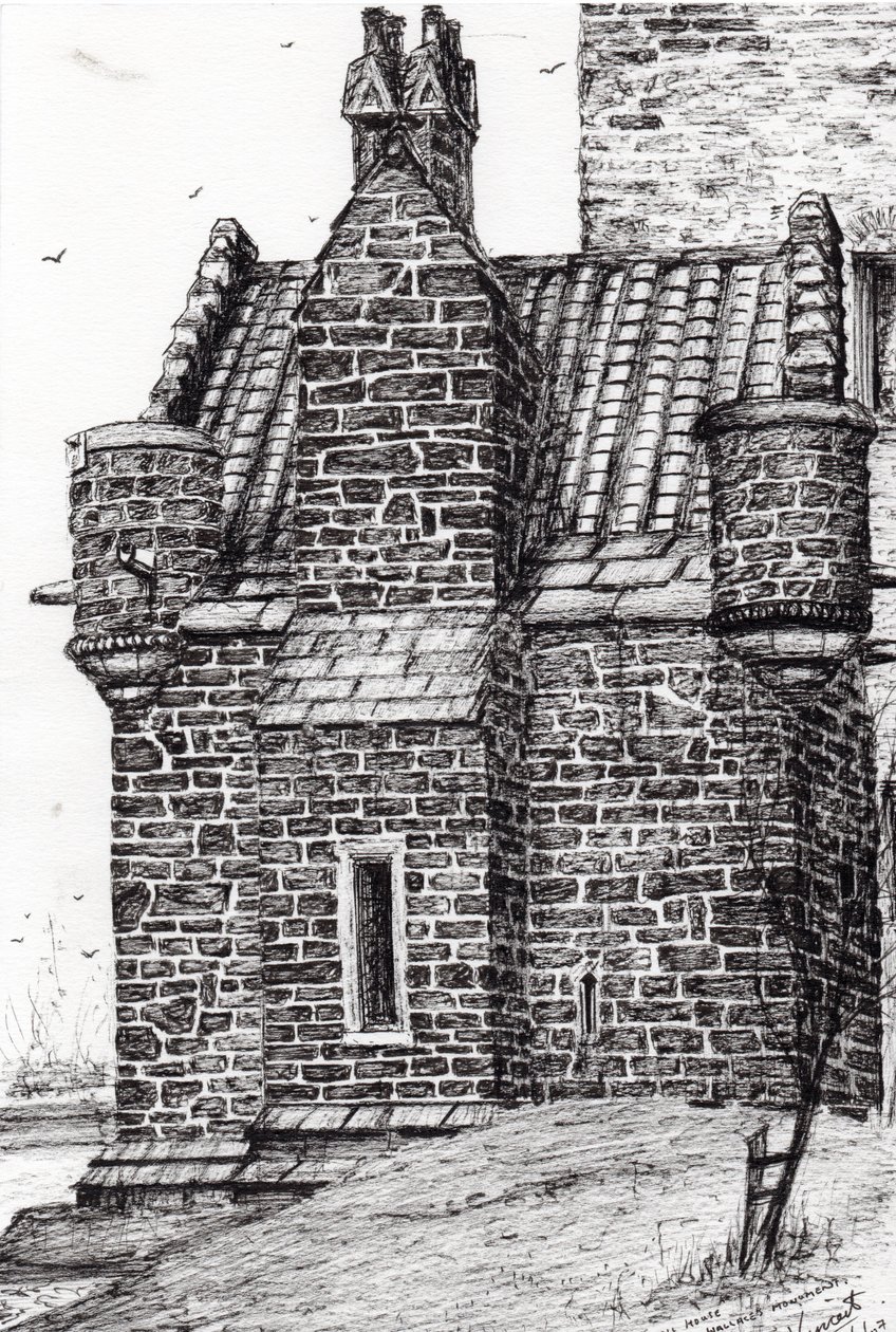 Wallace monument det lille hus, 2007, (blæk på papir) af Vincent Alexander Booth