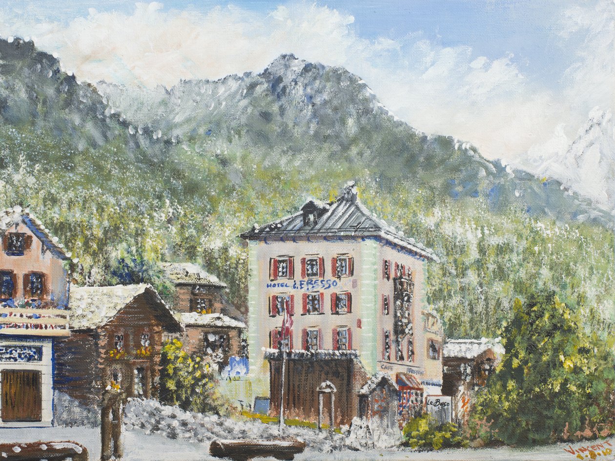 Zinal Switzerland 2007, (akryl på lærredstavle) af Vincent Alexander Booth