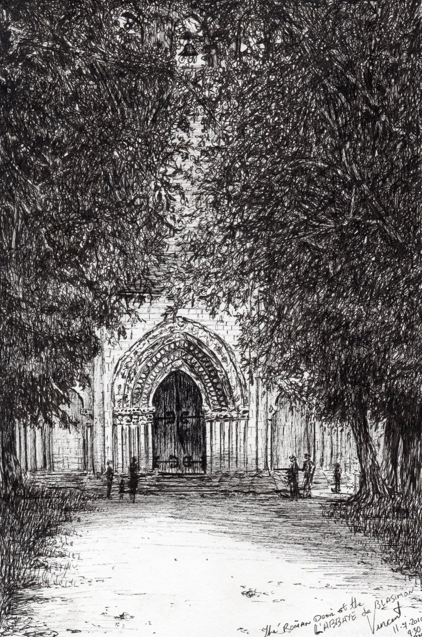 den romerske dør labbey de blassimon, 2010, (blæk på papir) af Vincent Alexander Booth