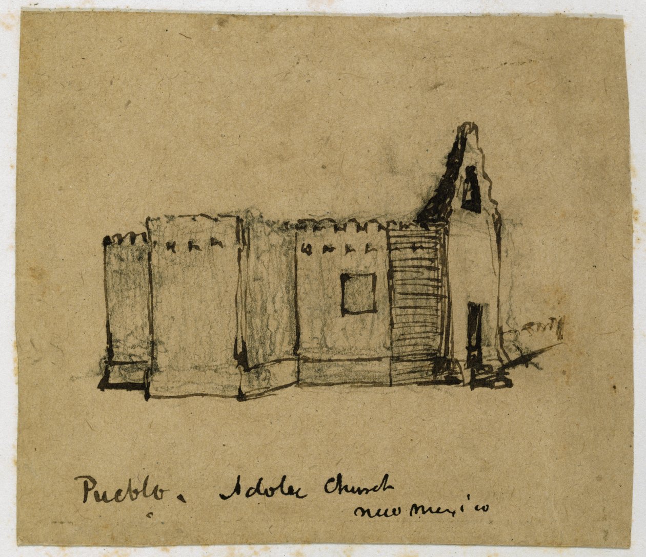 Pueblo, Adobe Church, New Mexico, 1869-71 (blæk på papir) af Vincent Colyer