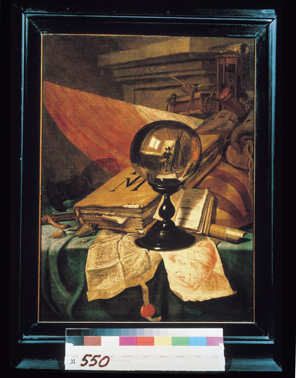 Vanitas med en krystalkugle af Vincent Laurensz van der Vinne