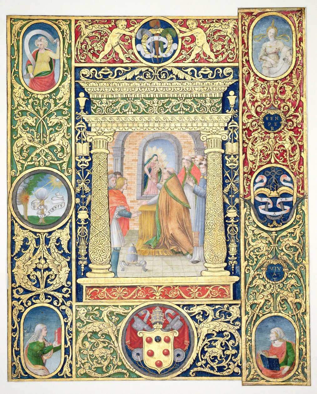 Marlay Cutting IT.35r The Vision of Pave Leo den Store og grænsefragmenter fra et missal af Pave Clemens VII, efter 1523 (pergament) af Vincent Raymond