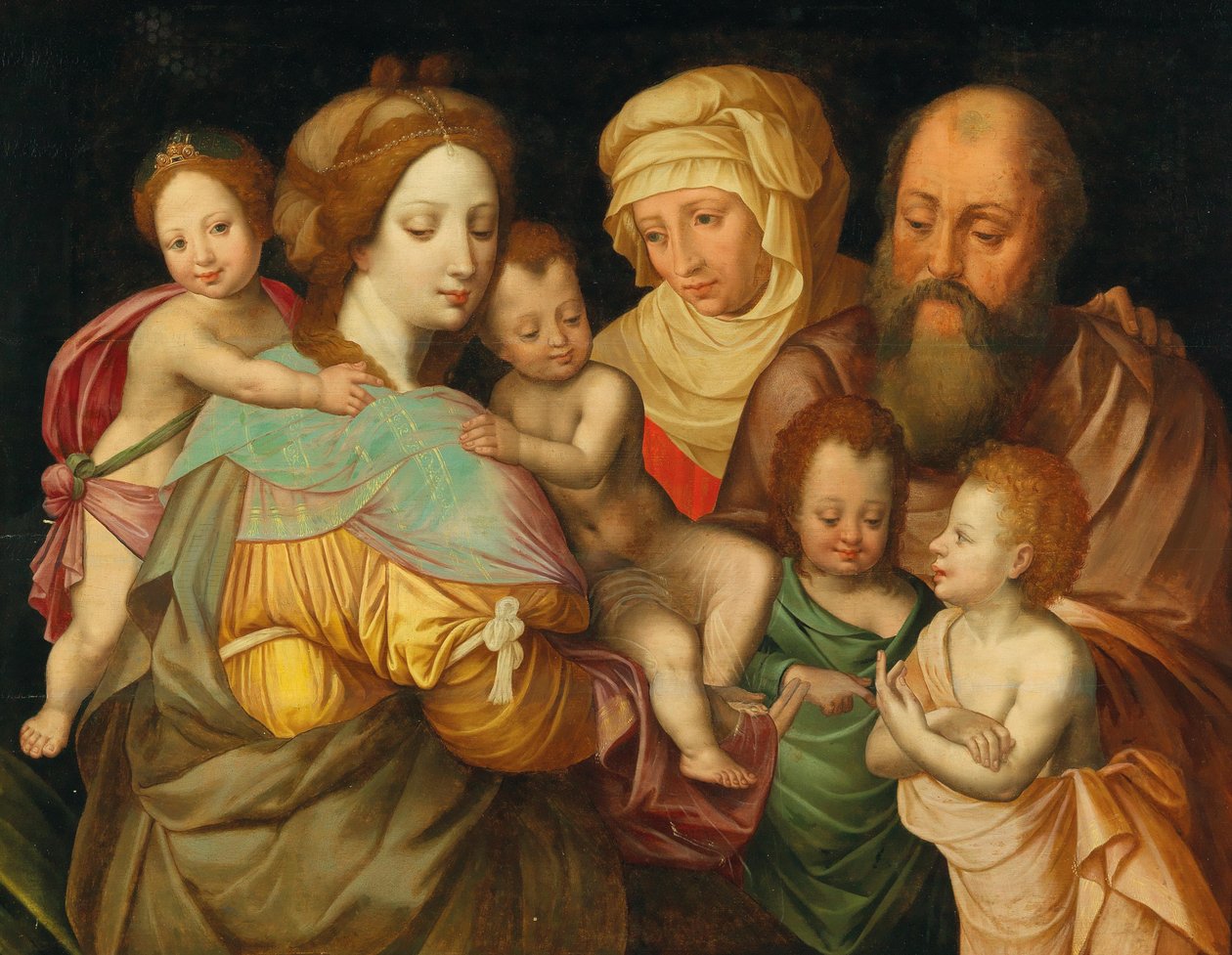 Det hellige slægtskab, Anna og Joachim med Maria Cleophas og hendes fire sønner af Vincent Sellaer