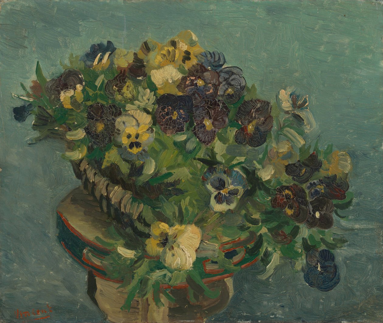 Kurv med stedmoderblomster af Vincent van Gogh