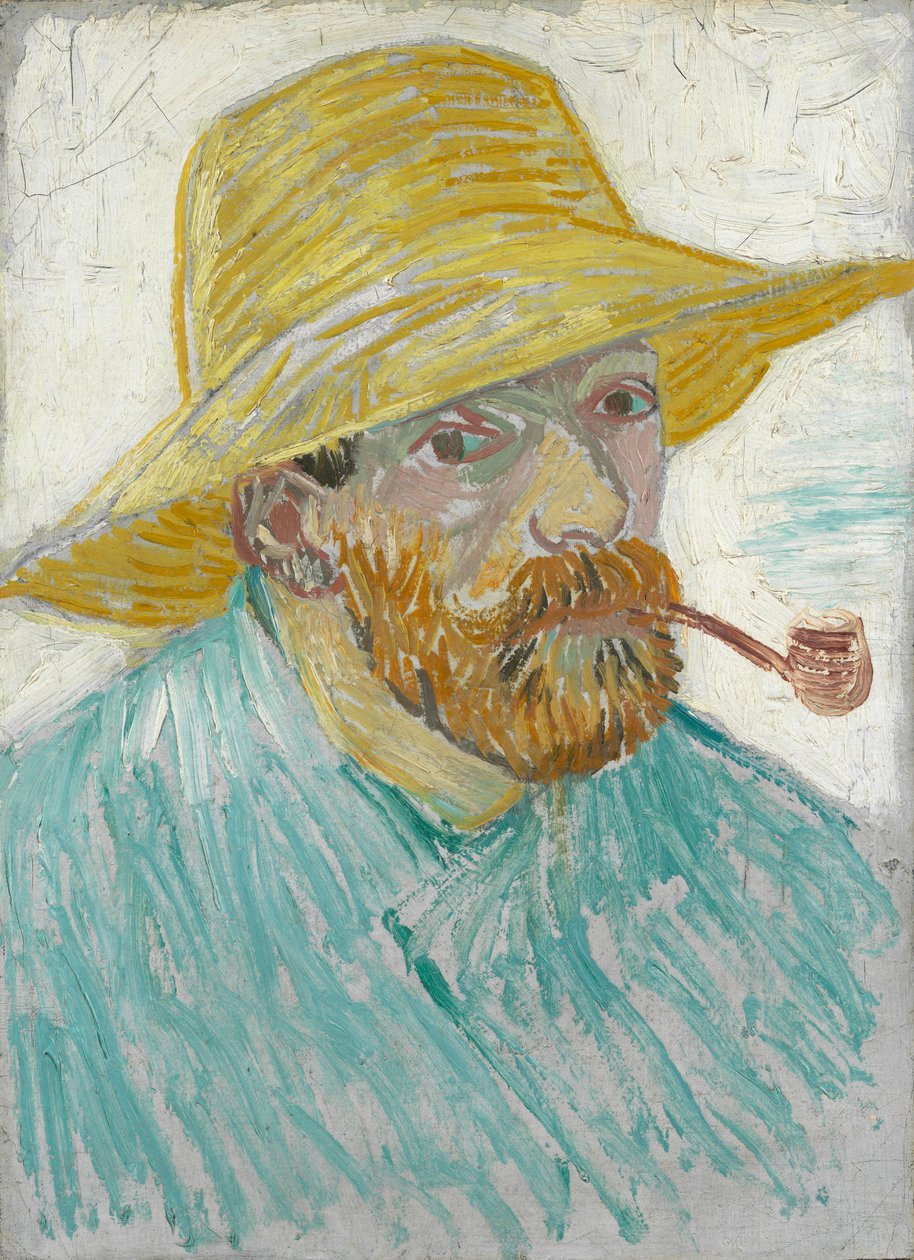 Selvportræt med rør og halmhat af Vincent van Gogh
