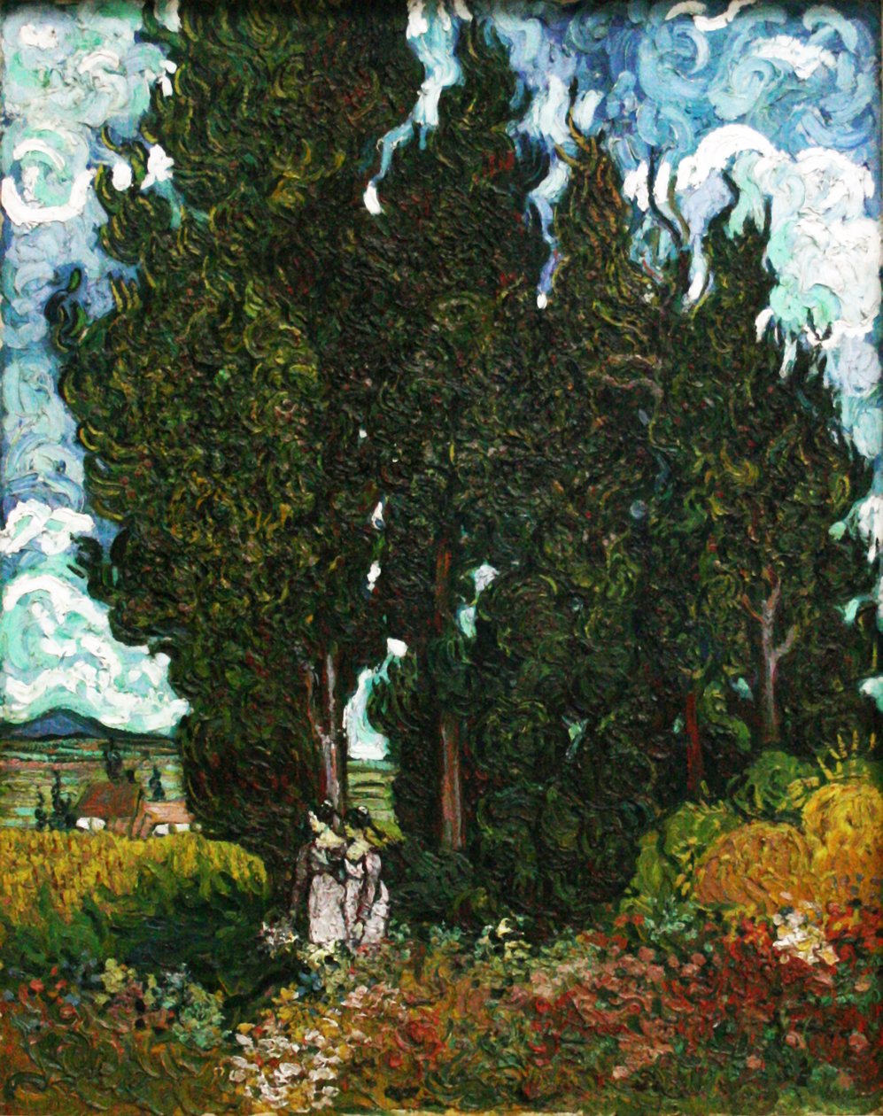 Cypresser med to figurer af Vincent van Gogh