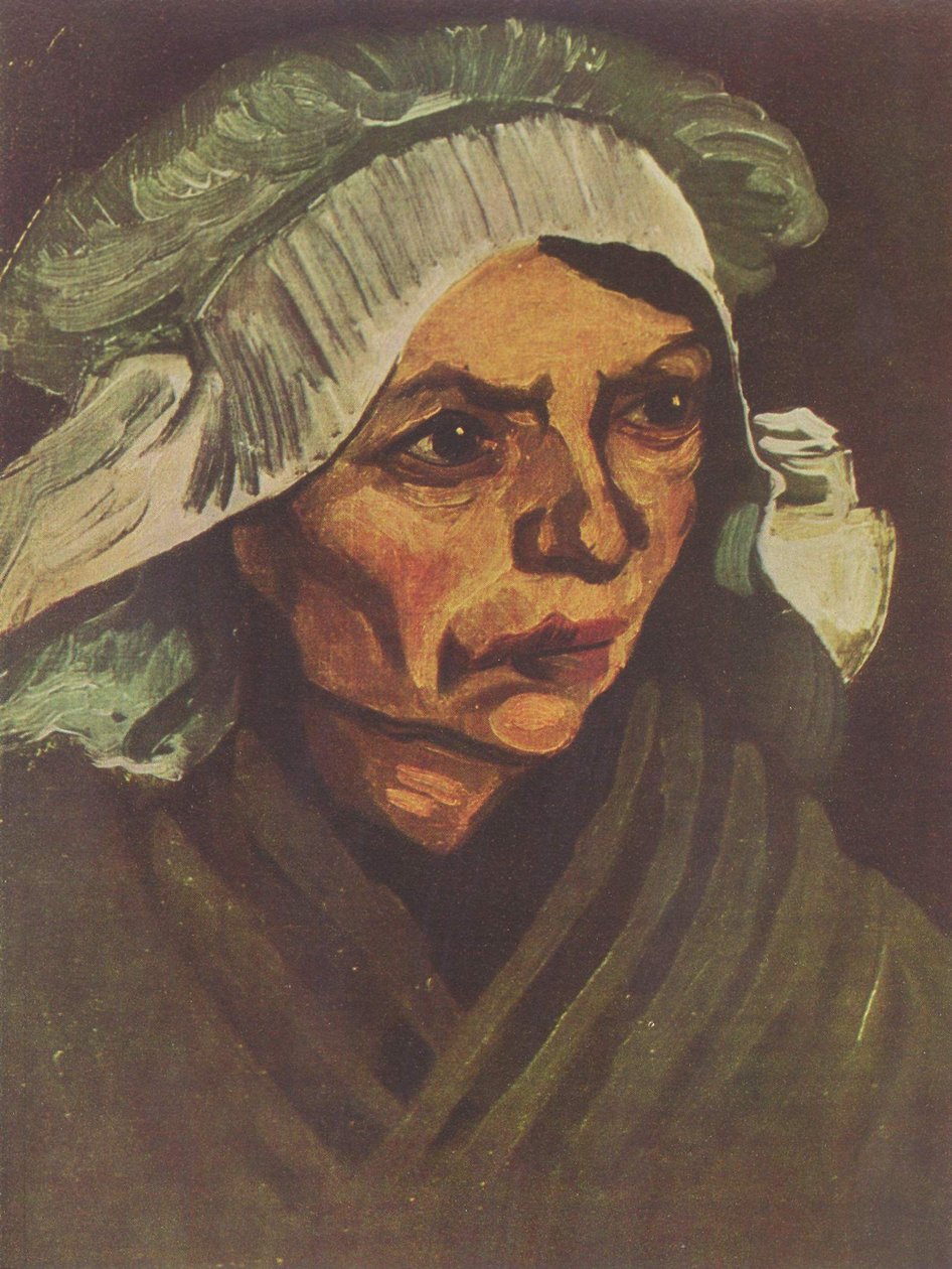 Portræt af en bondekvinde med en hvid hætte af Vincent van Gogh