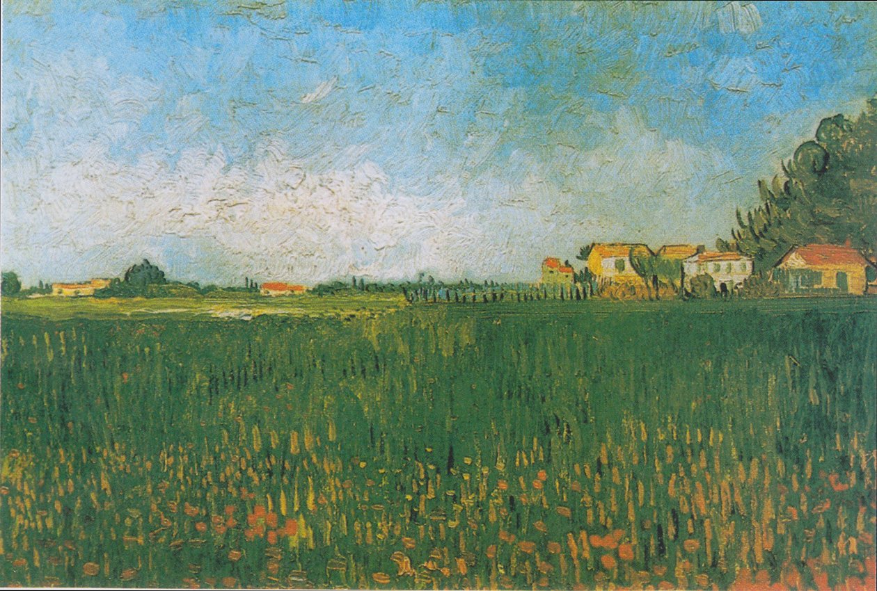 Stuehuse i en hvedemark nær Arles af Vincent van Gogh