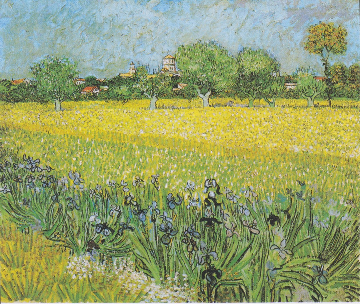 Udsigt over Arles med Iris i forgrunden af Vincent van Gogh