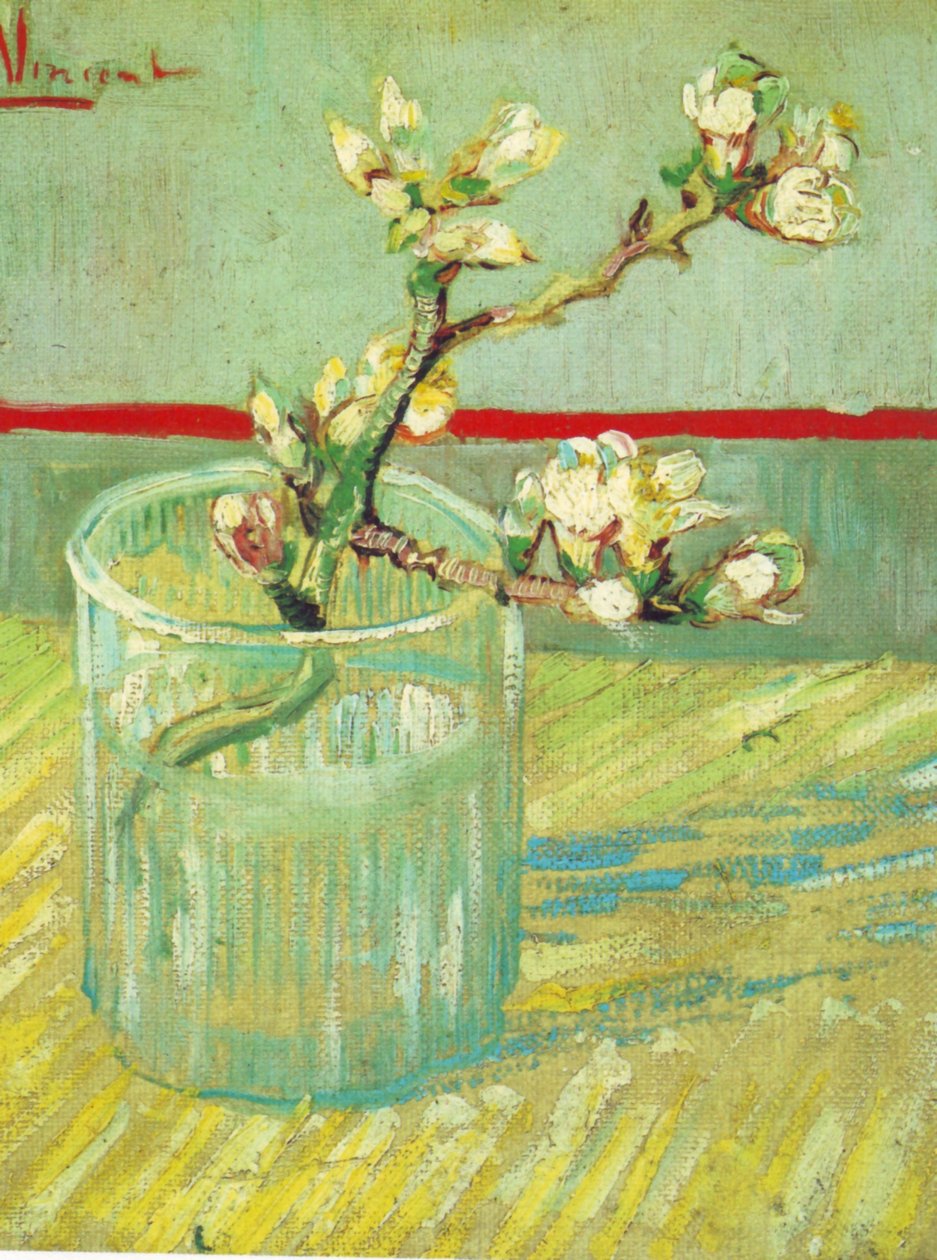 Blomstrende mandelgren i et glas af Vincent van Gogh