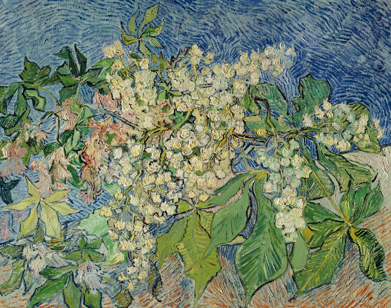 Blomstrende kastanjegrene, 1890 af Vincent van Gogh