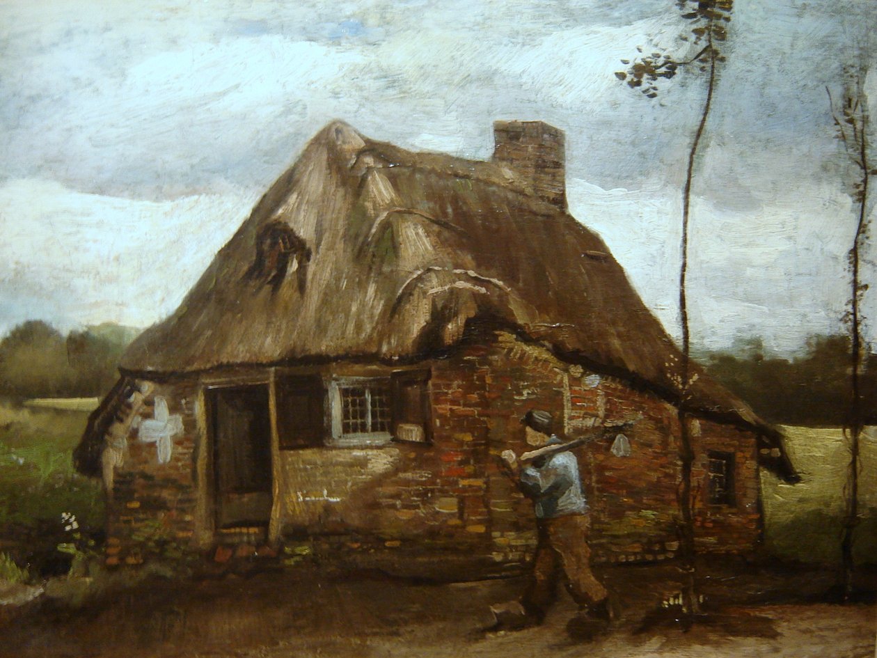 Kabine med bonde der vender hjem af Vincent van Gogh