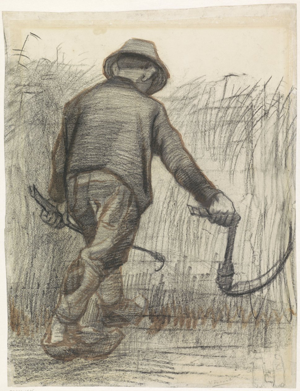 Kutter med hat, set bagfra, ca. 1865-90 (kridt på papir) af Vincent van Gogh