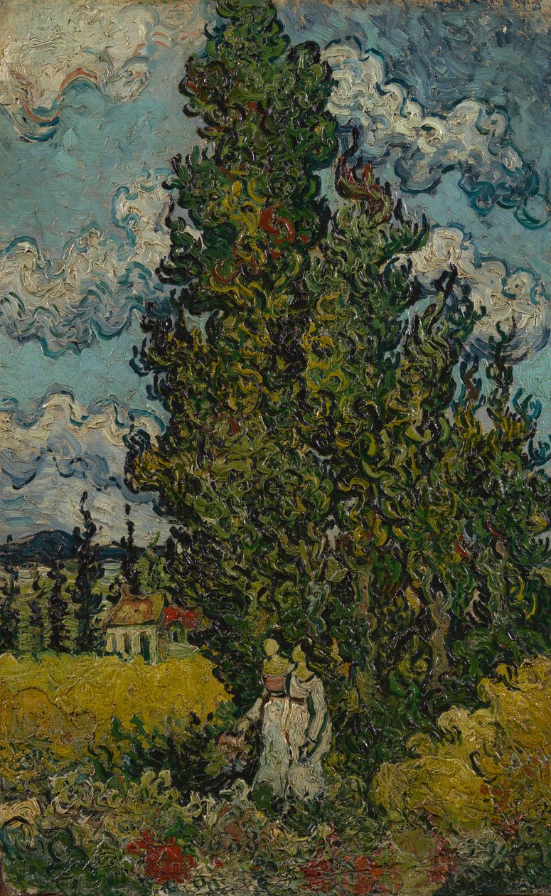 Cypresser og to kvinder af Vincent van Gogh