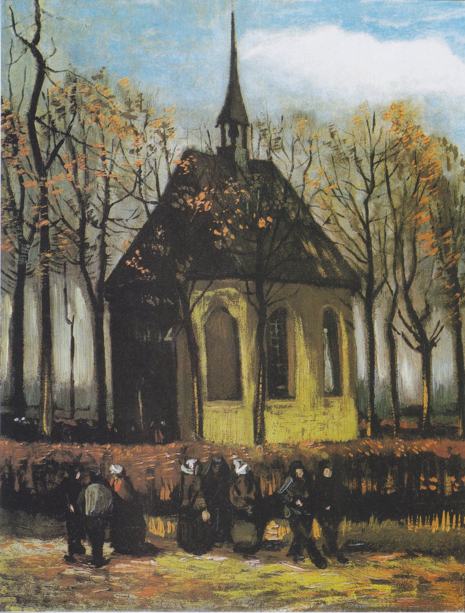 Nuenen kirke med kirkegængere af Vincent van Gogh