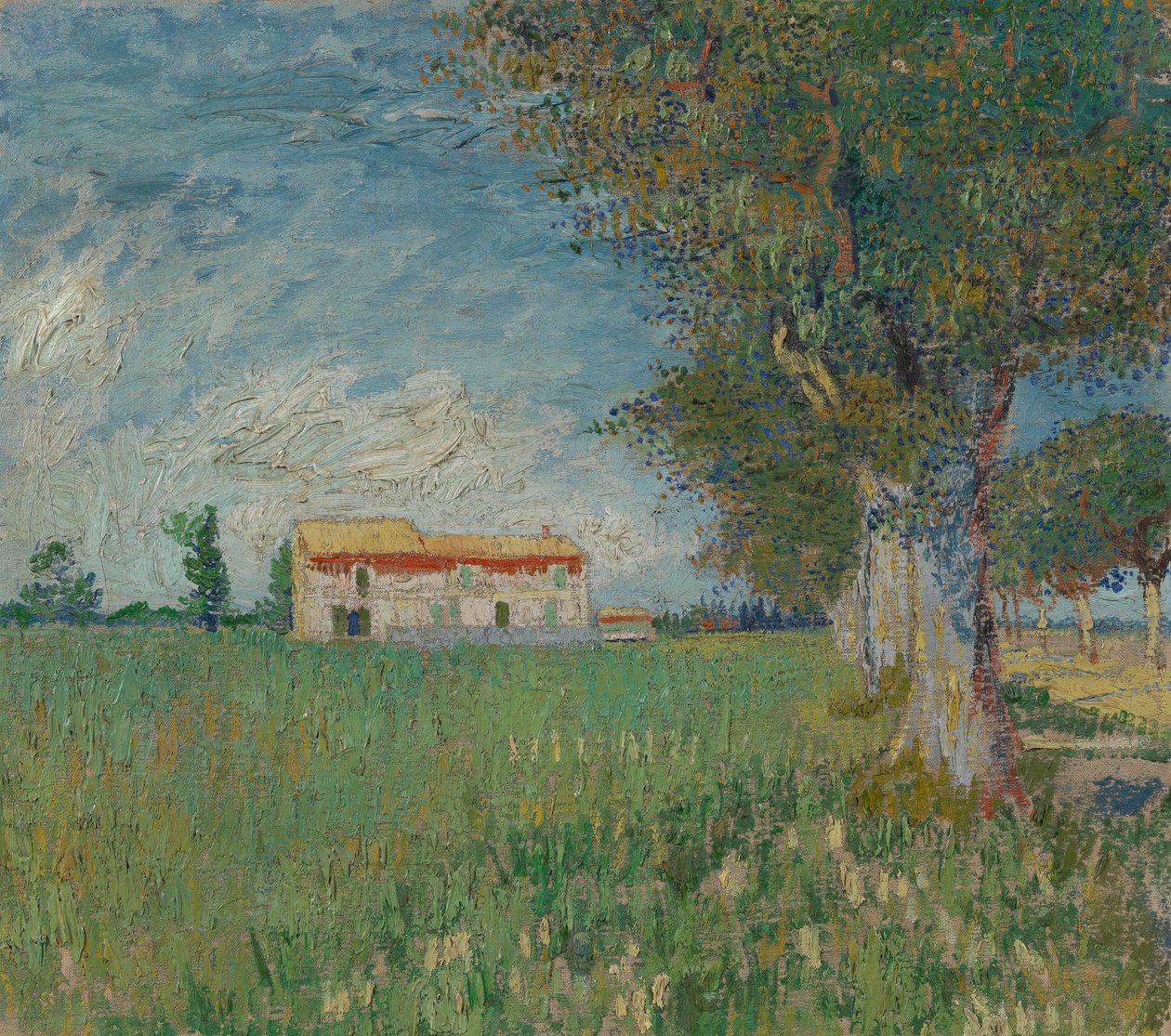 Stuehus i en hvedemark af Vincent van Gogh