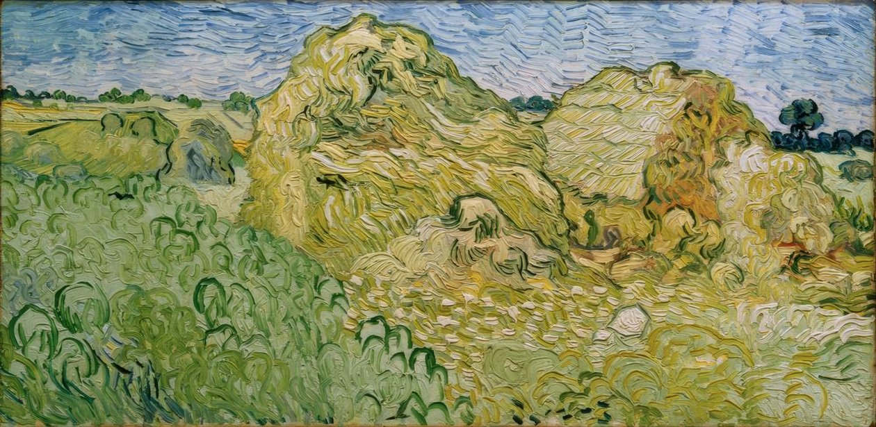 Mark med høstakke af Vincent van Gogh